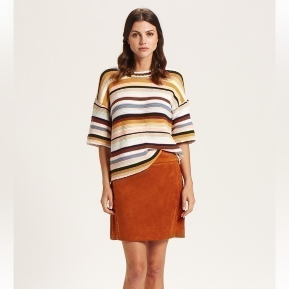 Marie Oliver Striped Crochet Sweater